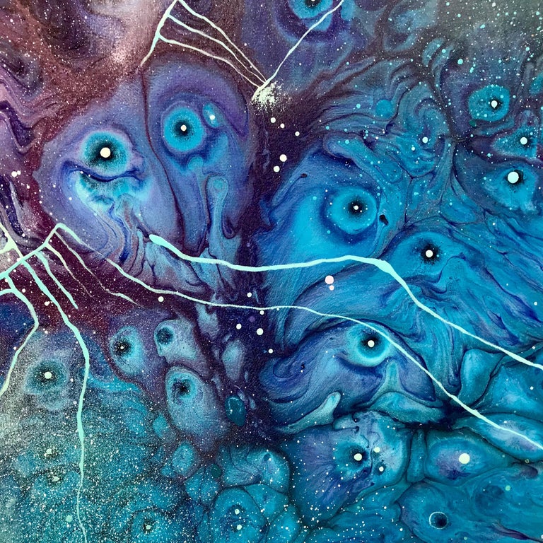 Emma Lindström Ueleiini 4 Blue Turquoise Abstract Painting by Swedish