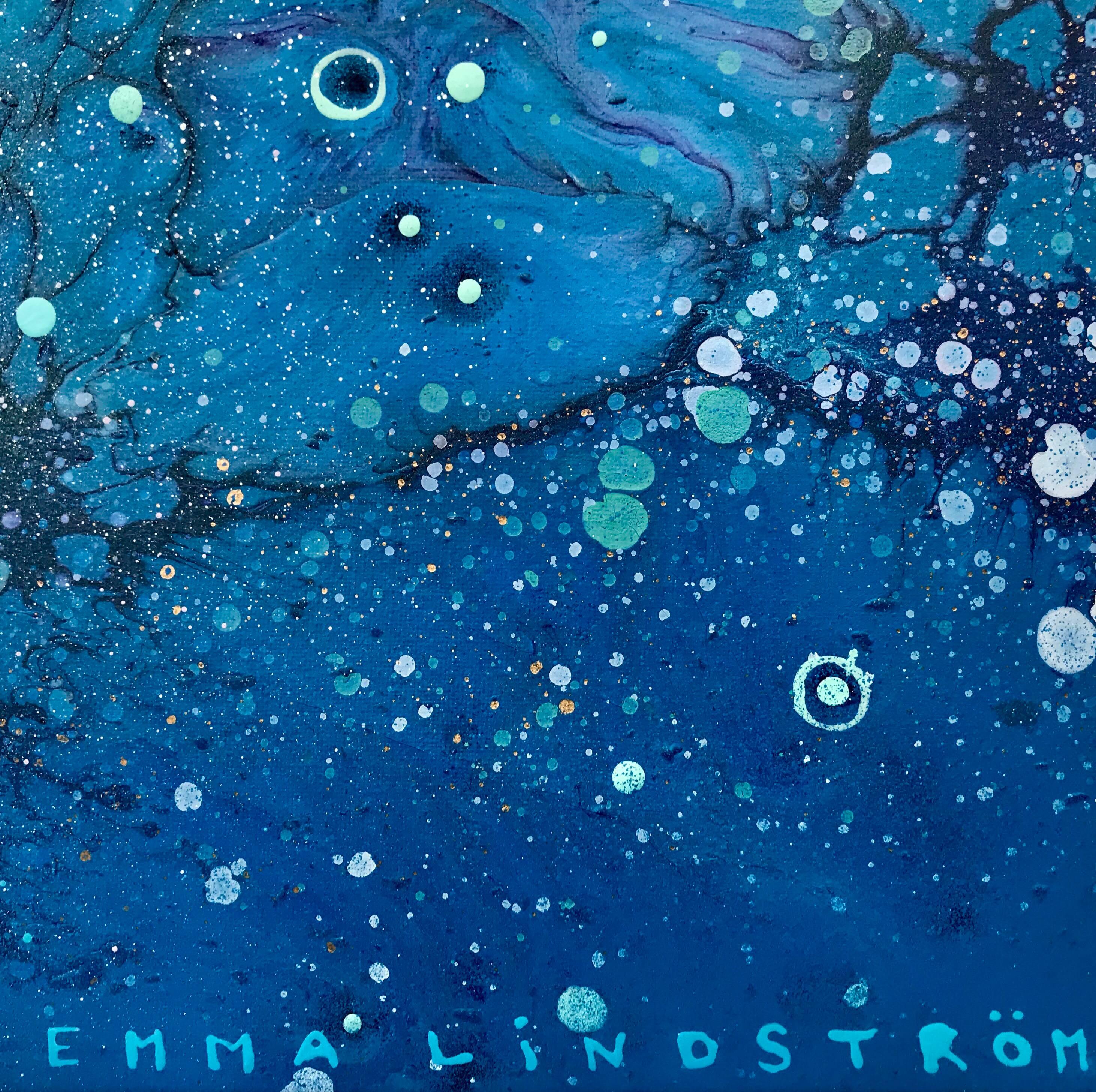 Ueleiini 4 Pittura astratta blu turchese di un artista svedese contemporaneo - Abstract Painting Blu di Emma Lindström