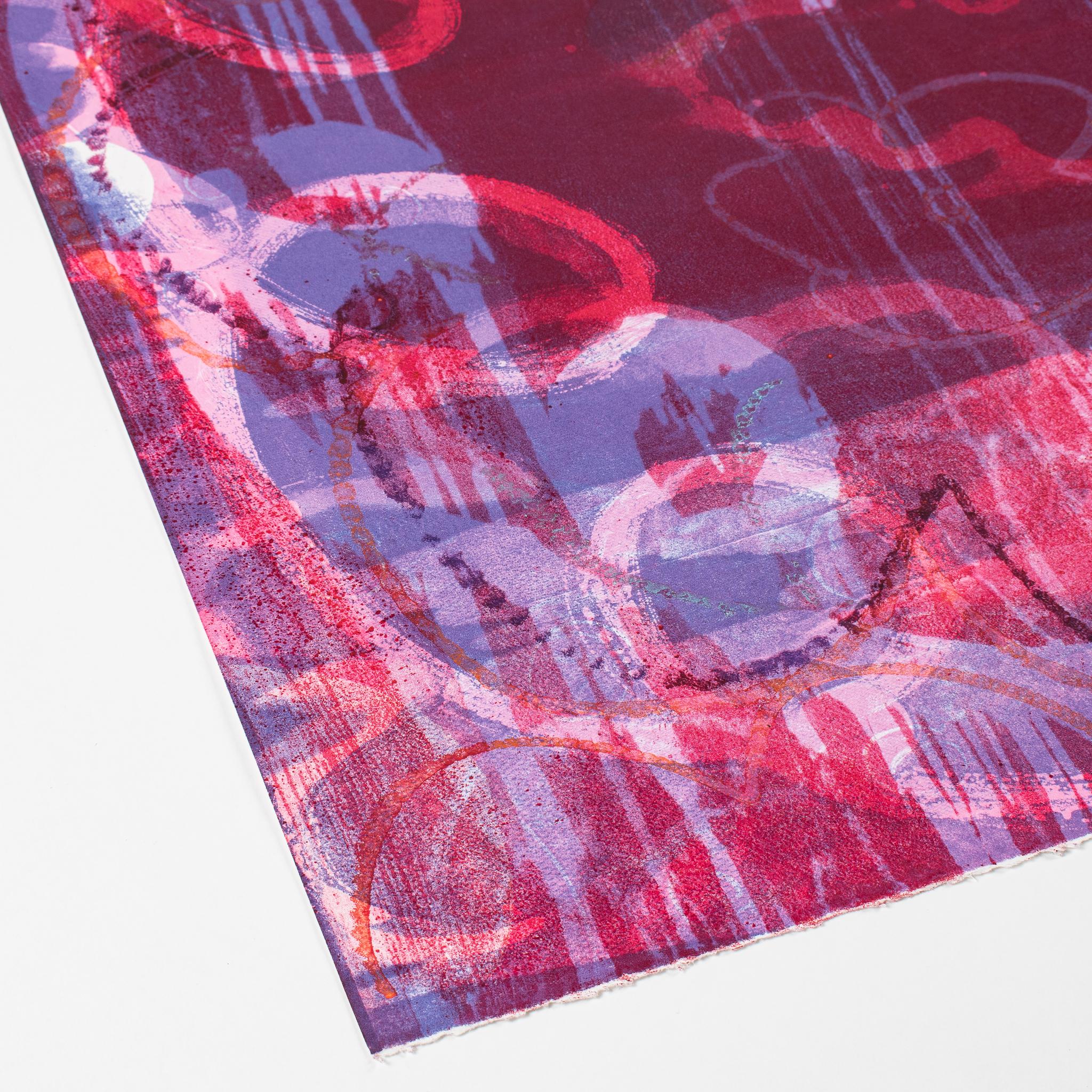 F (Cherry II) - Abstract Print Grigio di Emma McIntyre