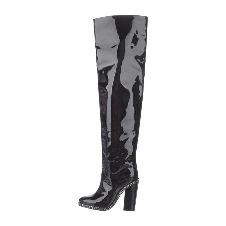 Emma Patent Leather Emma Over-The-Knee Boots (38.5 EU) For Sale at 1stDibs