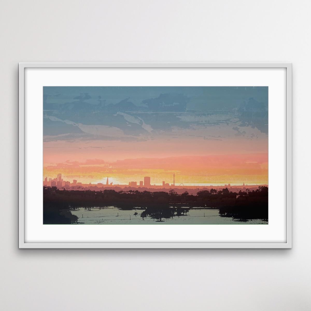 First Light at Primrose Hill, Stadtansichtskunst, Landschaftskunst, erschwingliche Kunst im Angebot 4