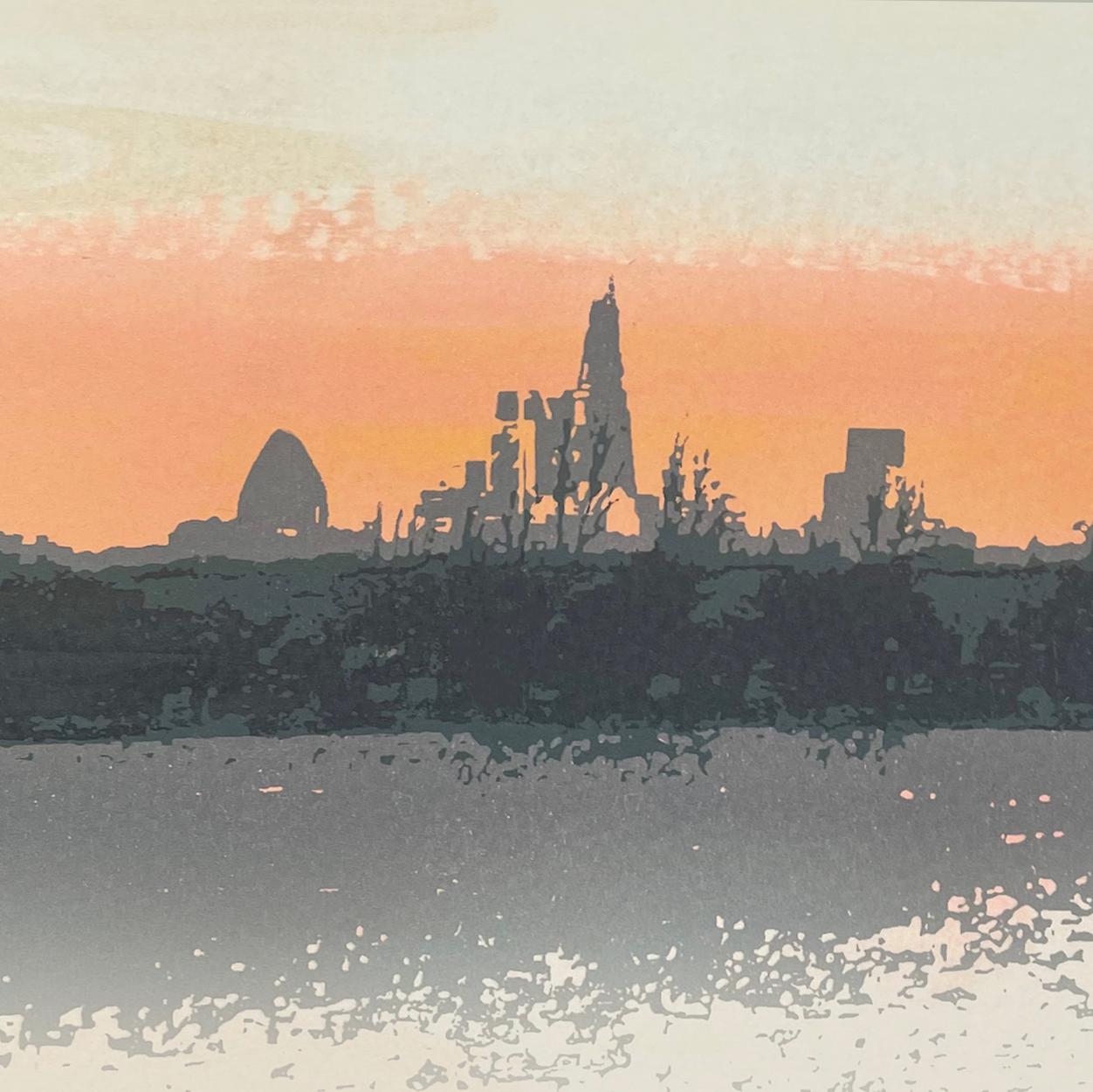 Winter Sun at Walthamstow Wetlands, landscape print, limited edition print - Contemporary Print by Emma Reynolds