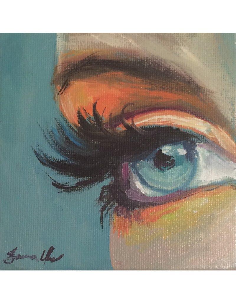 Emma Uber Figurative Painting - Peachy Eye (Original)