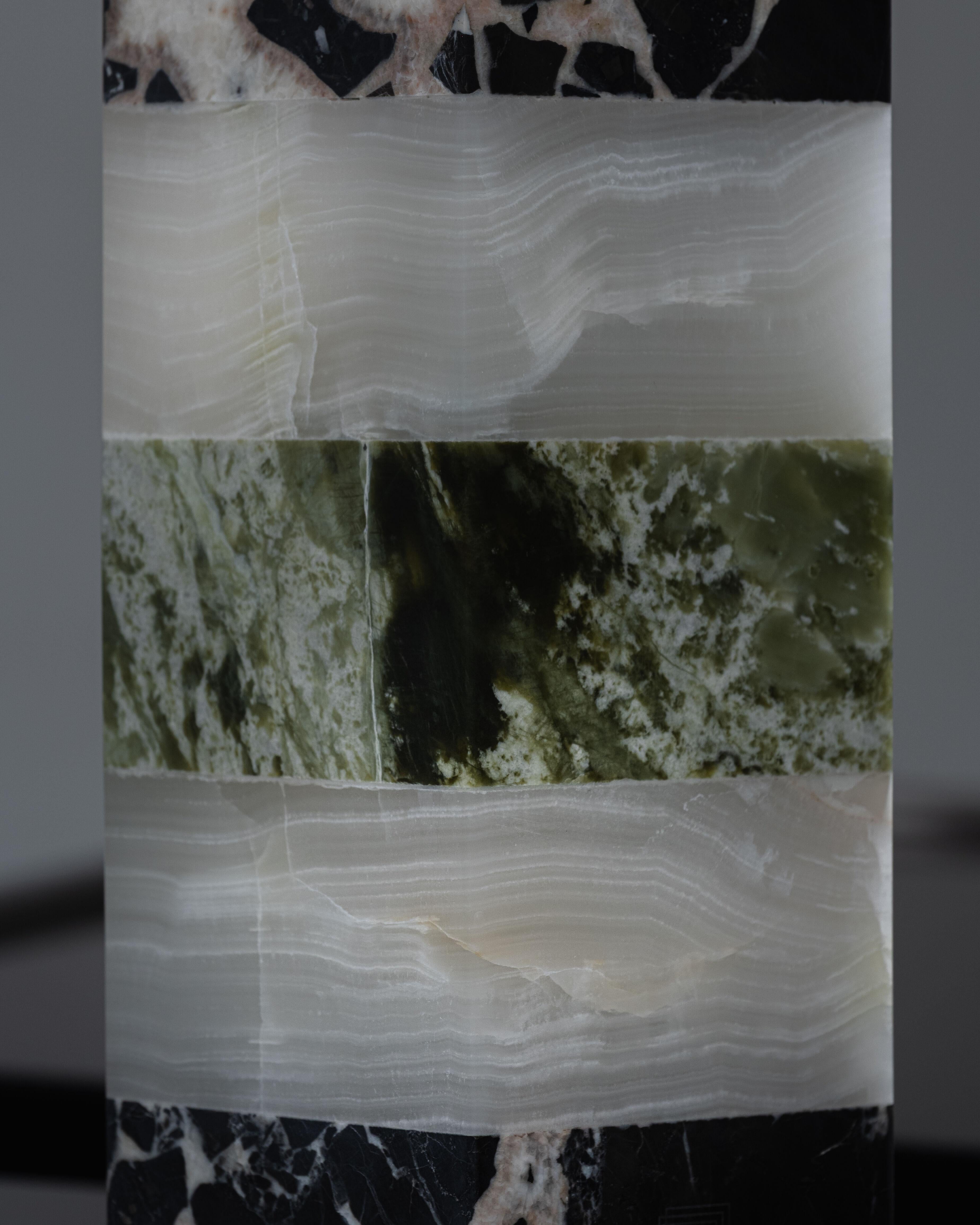 Emma vase in marble, white and green onyx, by Studio Gaïa In New Condition For Sale In PARIS, FR