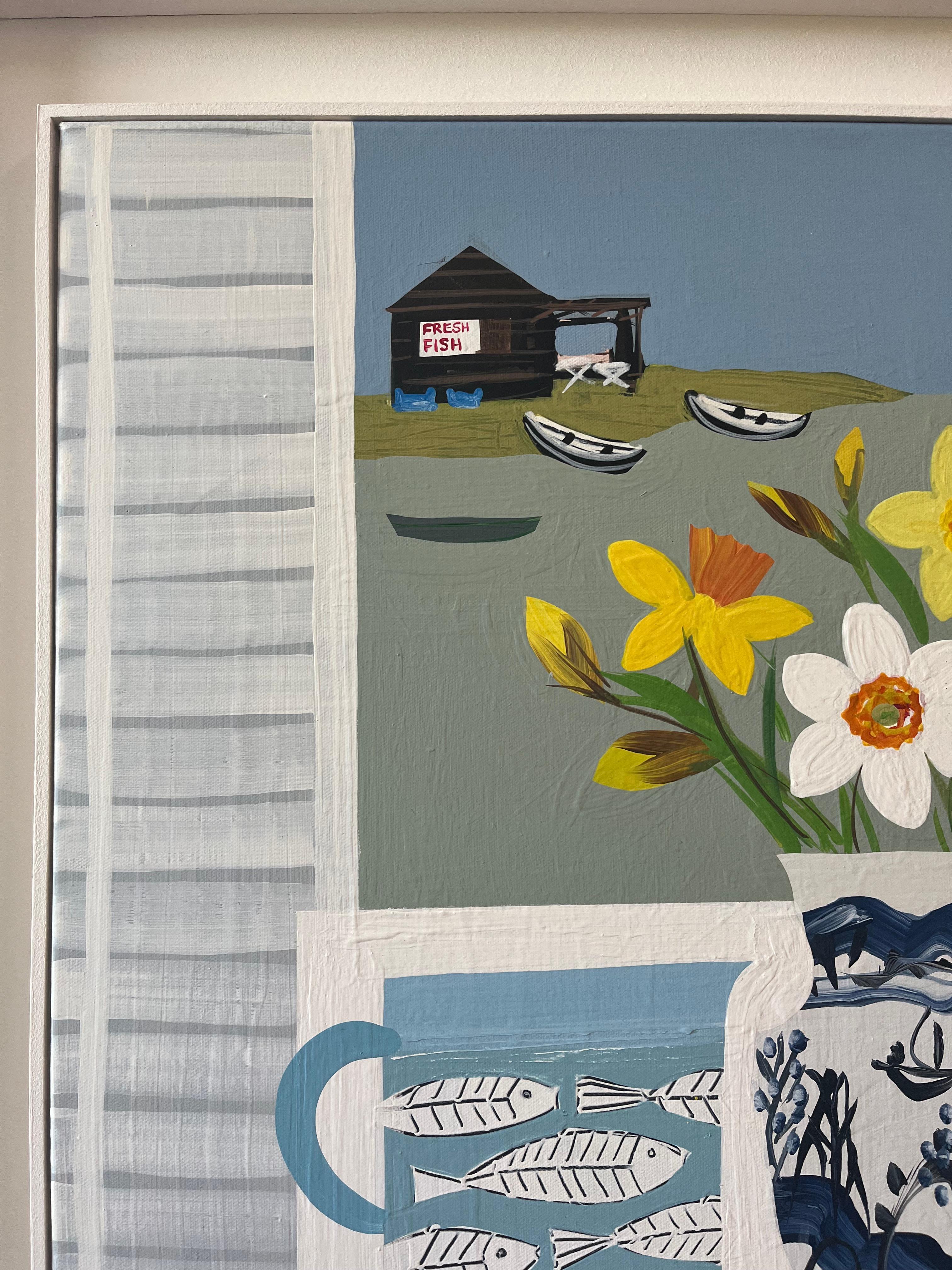 Large Modern British Still Life with Aldeburgh beyond 6