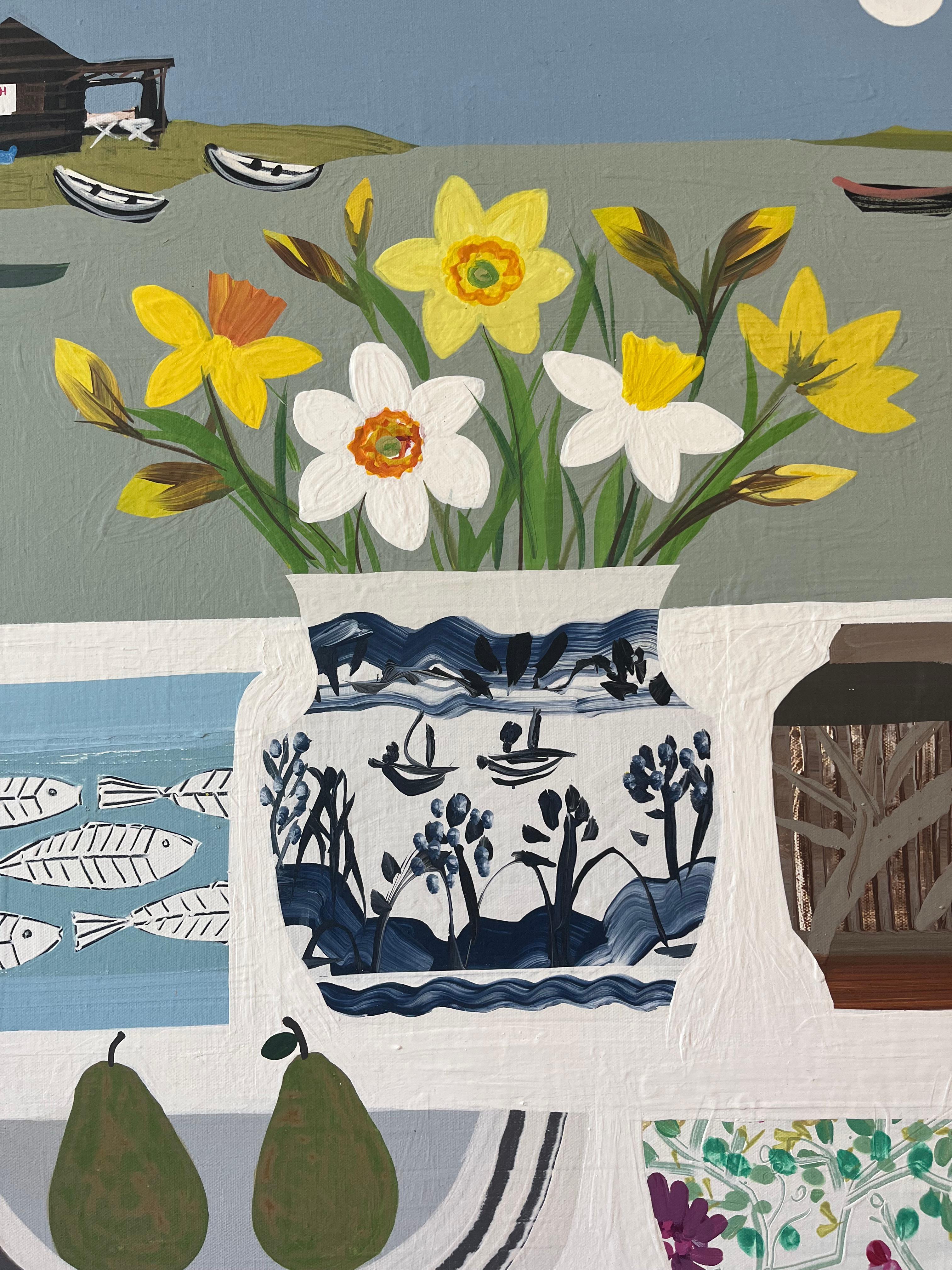 Large Modern British Still Life with Aldeburgh beyond 10