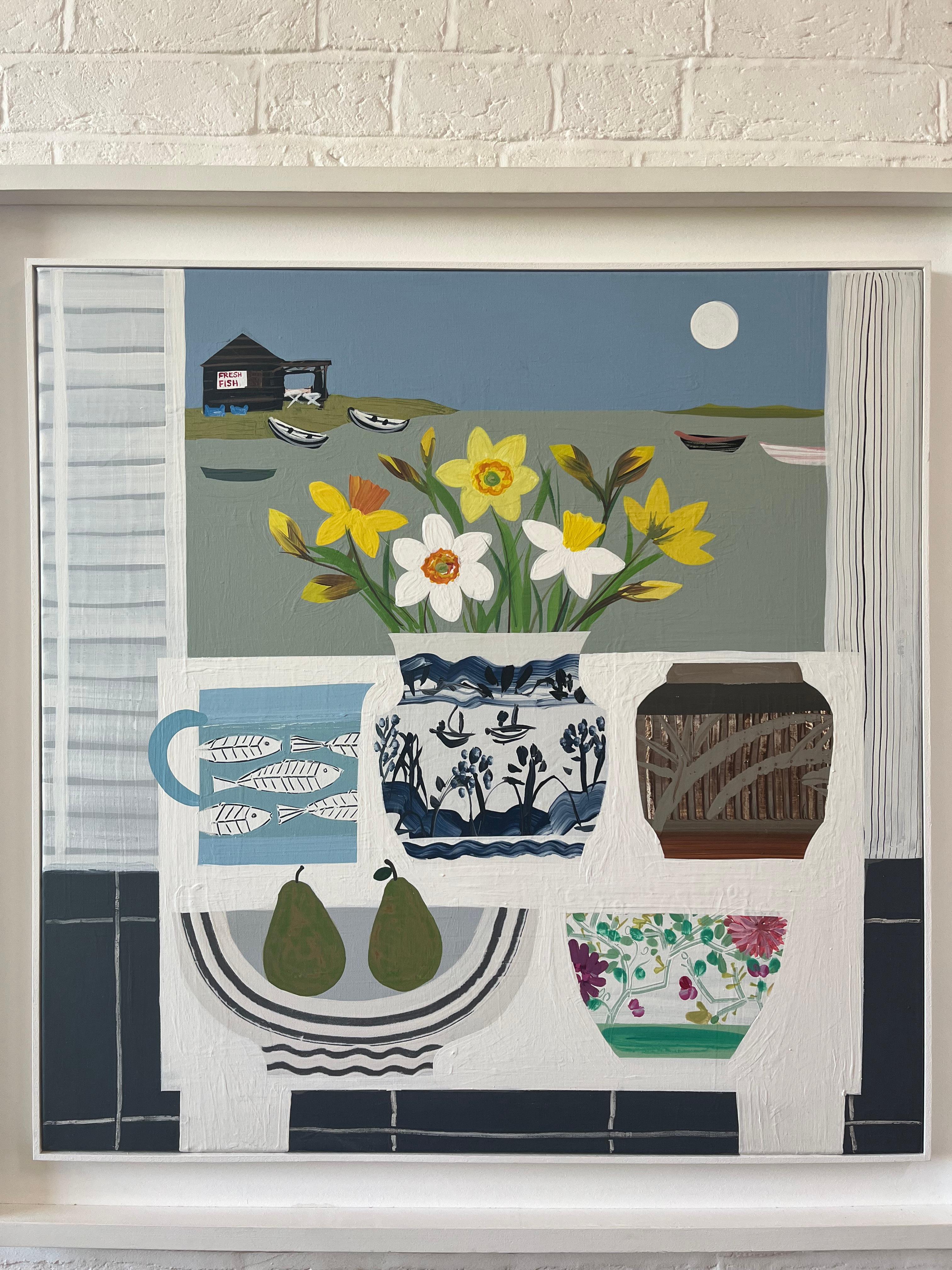 Large Modern British Still Life with Aldeburgh beyond 1
