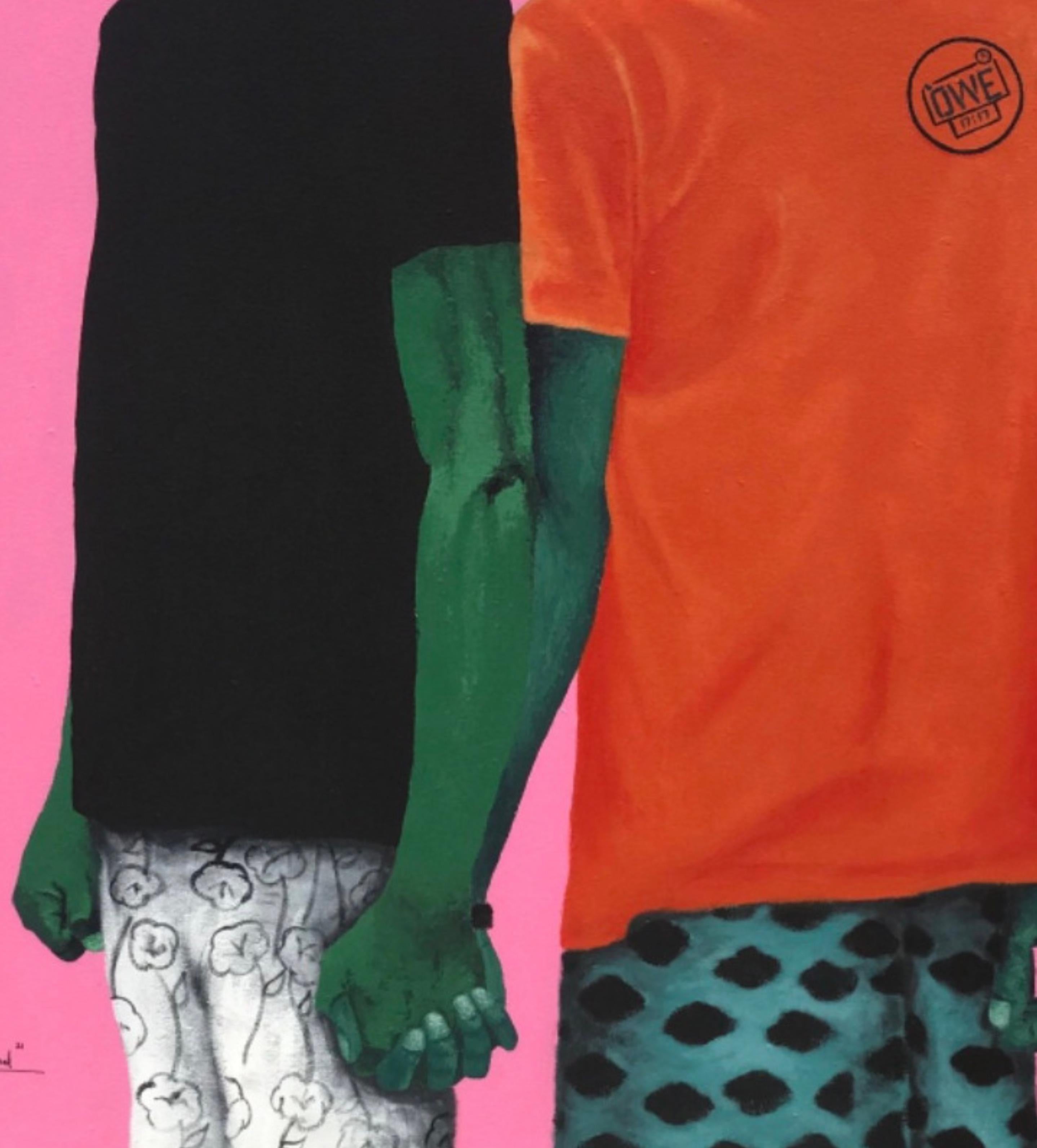 Brother's Keeper - Contemporary Painting by Emmanuel Aderiye