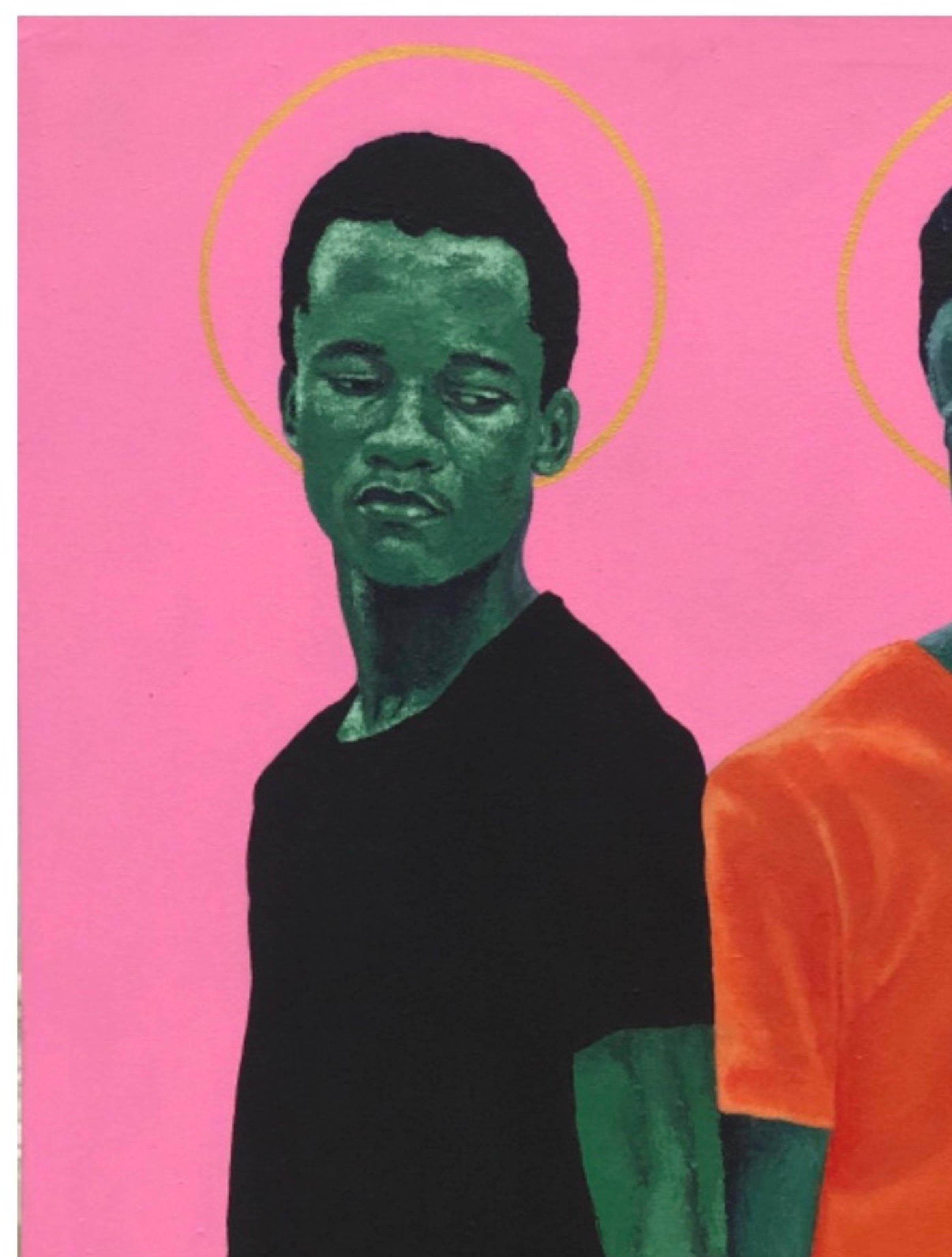 Guardián del Hermano - Painting Contemporáneo de Emmanuel Aderiye