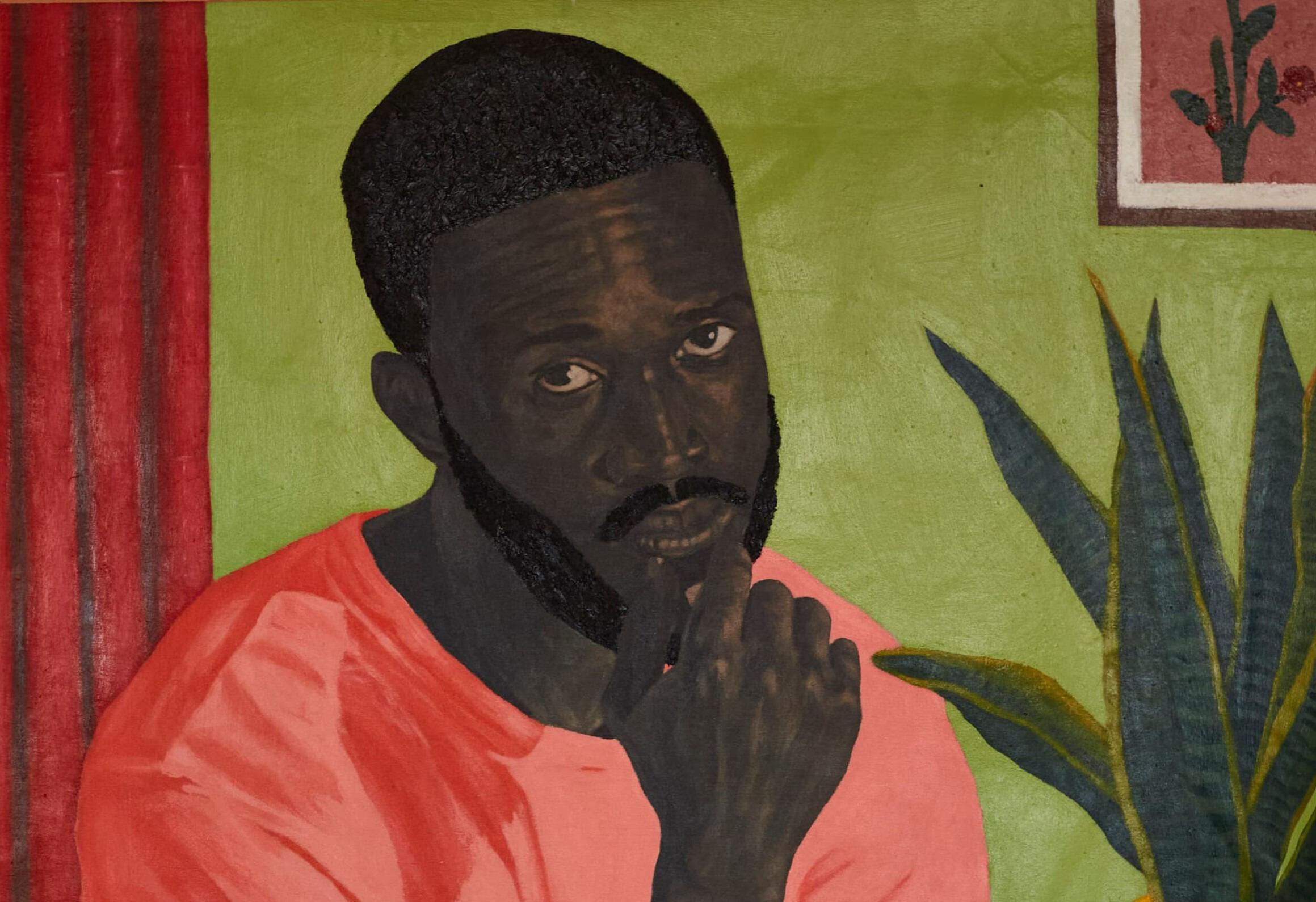 El Alquimista -Siglo XXI, Contemporáneo, Figurativo, África Hombre leyendo un libro - Painting de Emmanuel Aderiye