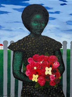 Virtuous Woman -21st Century, Contemporary, Figurative, Africa Woman with Flower