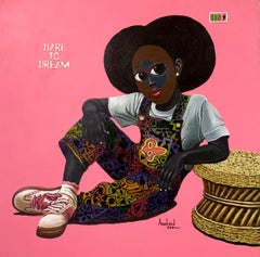 Bloom in Her Time -21st Century Contemporary, Surrealismus, Porträt Modern, Kind