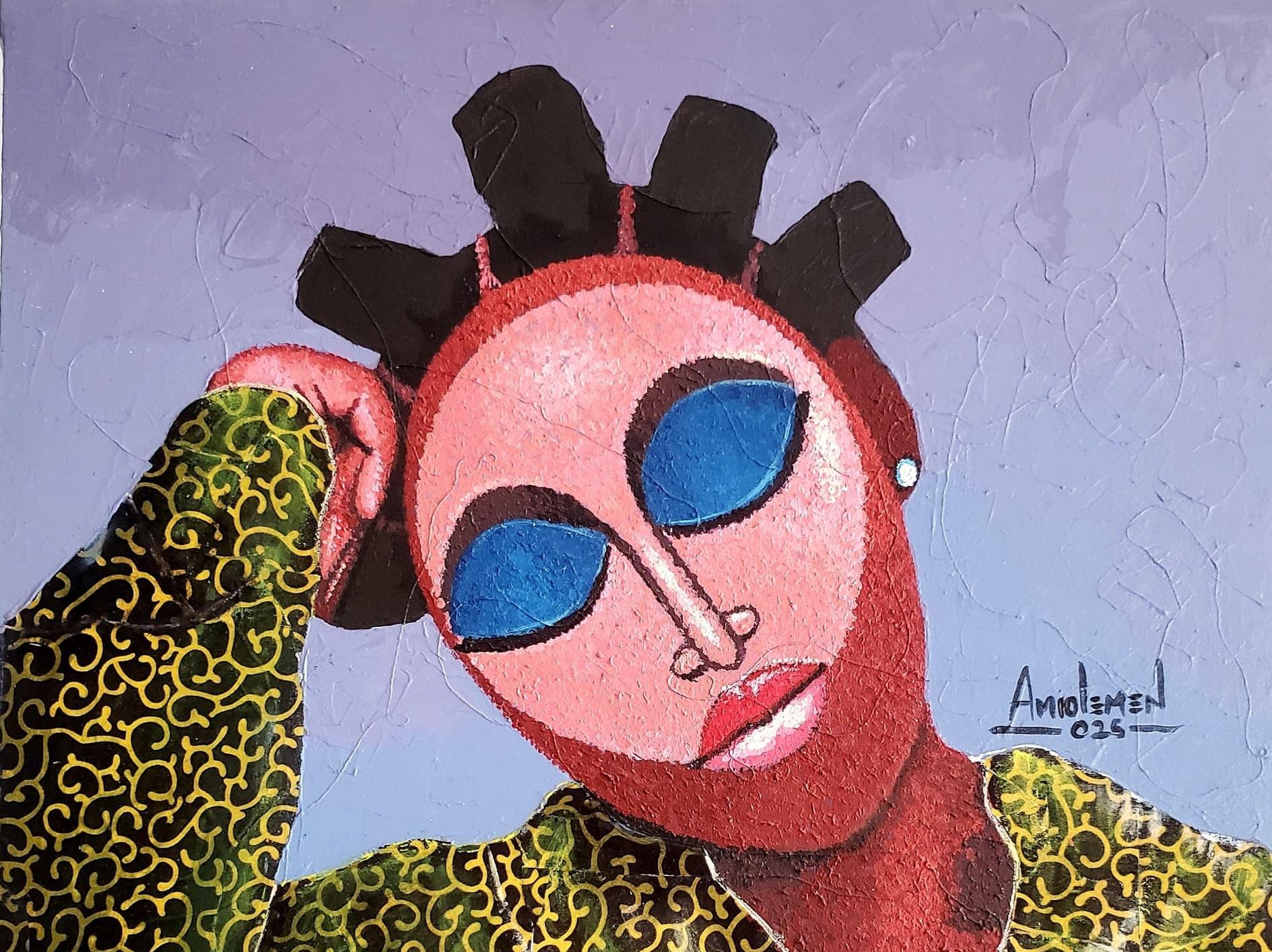 Gold in Me - 21e siècle, contemporain, surréalisme, portrait, moderne, femmes - Painting de Emmanuel Amiolemen