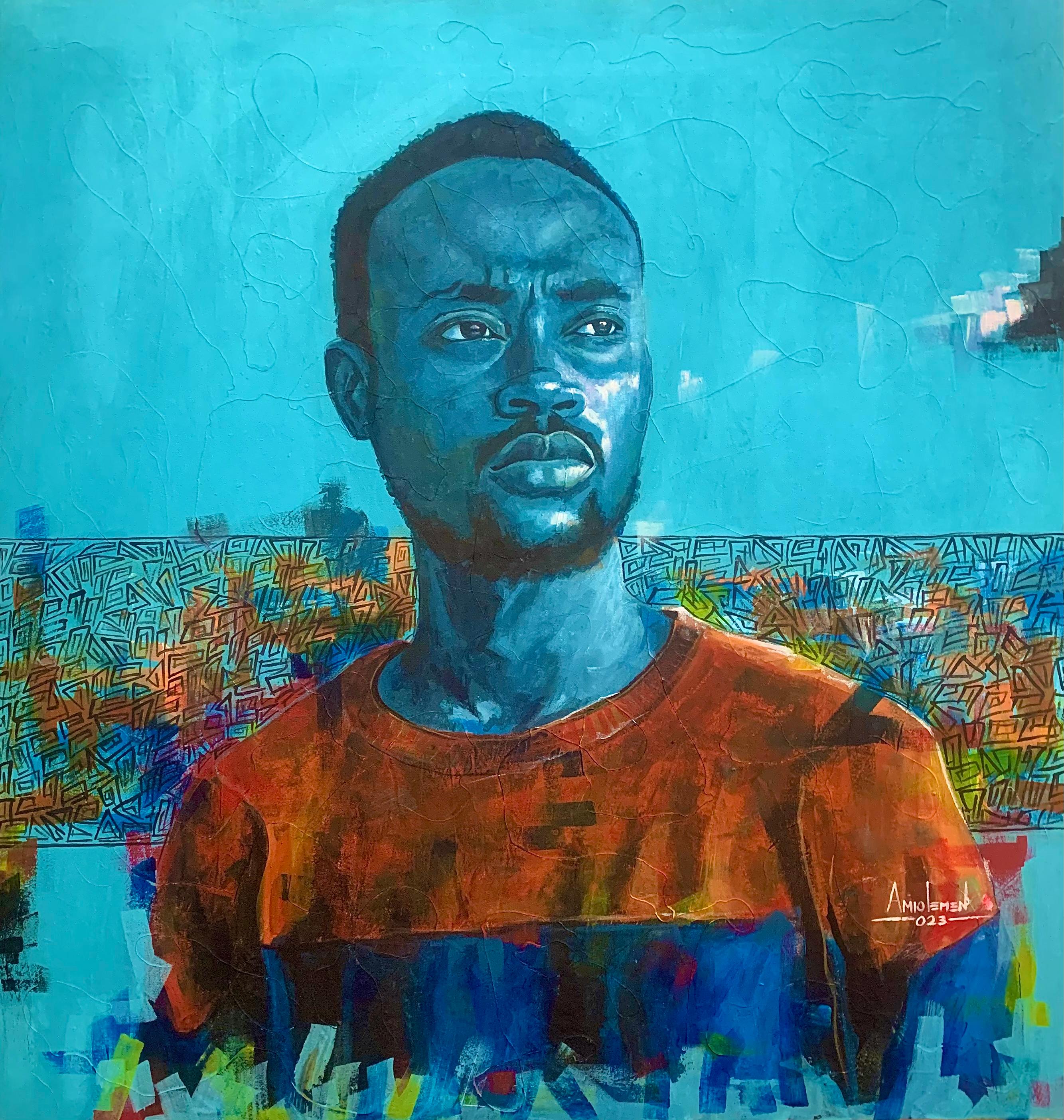 Emmanuel Amiolemen Figurative Painting - Not a Race
