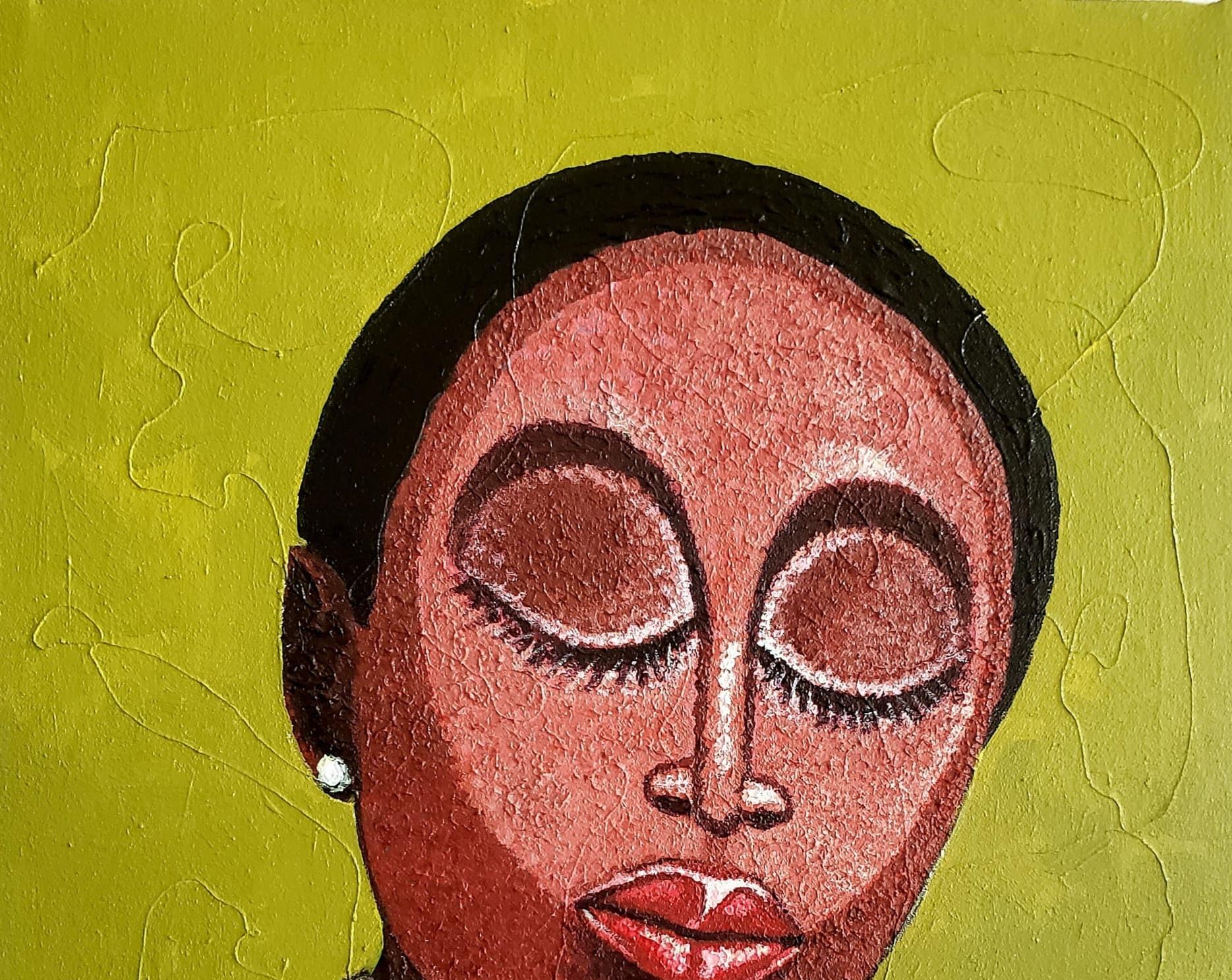 Olamide - 21. Jahrhundert, Zeitgenössisch, Surrealismus, Porträt, Modern, Afrika Frauen – Painting von Emmanuel Amiolemen