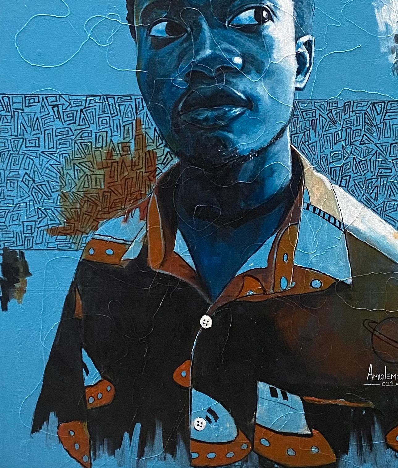 E poi? - Portrait Painting Blu di Emmanuel Amiolemen