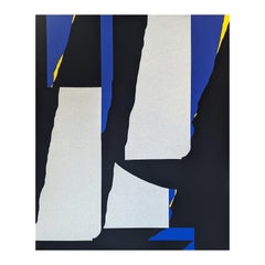 "Alesund" Contemporary Blue, Yellow & Black Geometric Abstract Painting