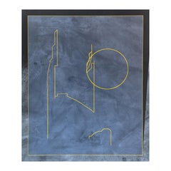"Artificial Horizon" Contemporary Abstract Yellow Linear Landscape Painting
