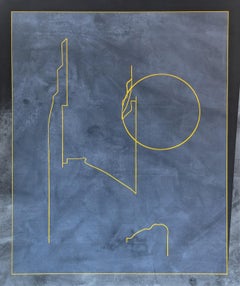 "Artificial Horizon" Contemporary Abstract Yellow Linear Landscape Painting