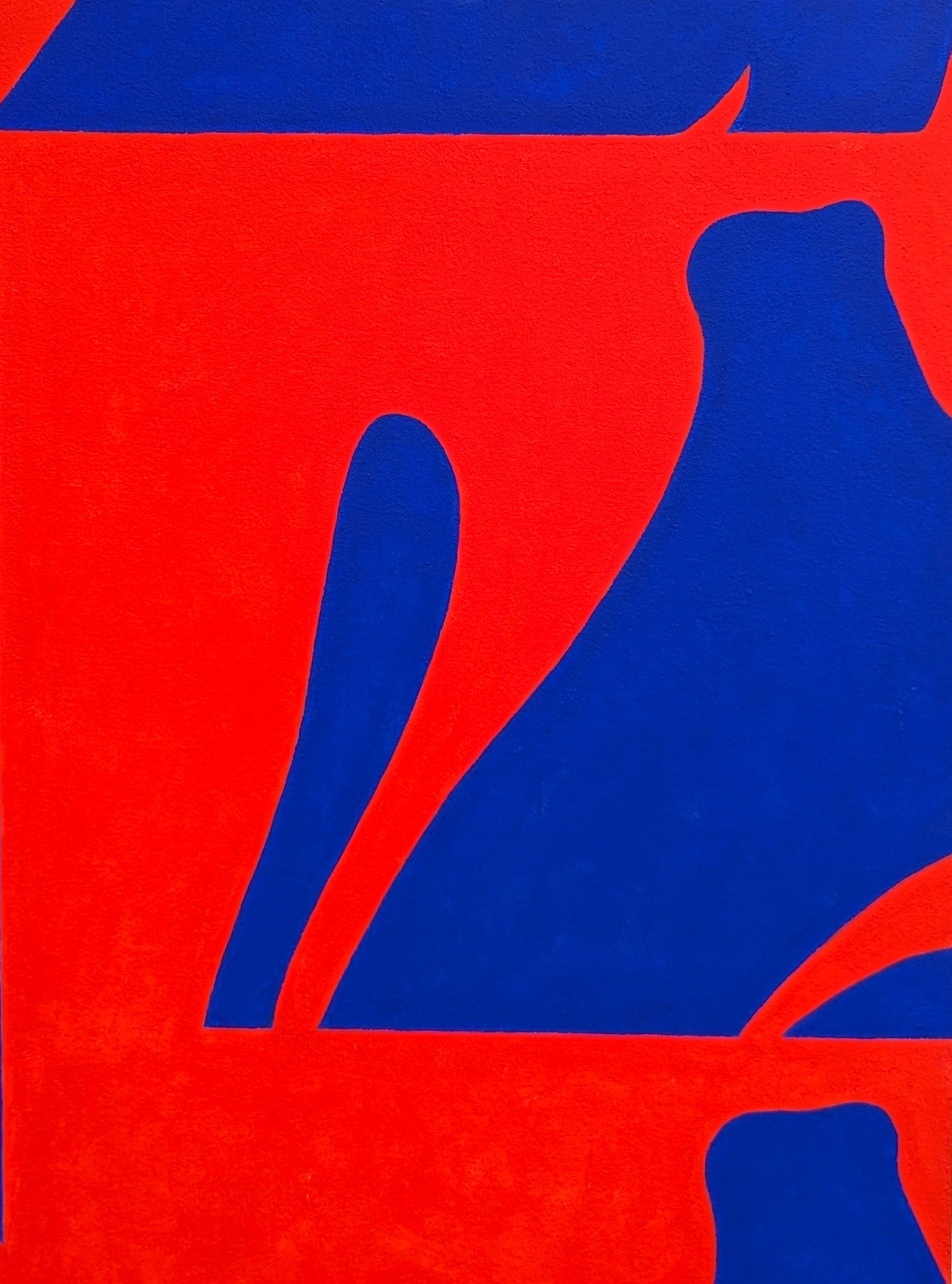 Contemporary abstract painting by local Houston artist Emmanuel Araujo. The work features swirling bursts of color in blue, red, pink, and yellow. Signed, titled, and dated on the reverse. Currently unframed, but options are available. 

Artist