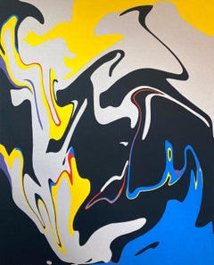 Peinture abstraite contemporaine à bords durs géométriques « Nightside Reflections »