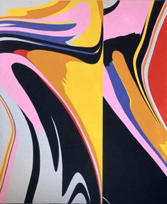 ""Nullsec Gate Slip" - Peinture abstraite contemporaine colorée géométrique à bords durs