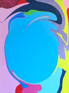 "La piscina di Robin" Pittura astratta geometrica colorata contemporanea con bordi rigidi