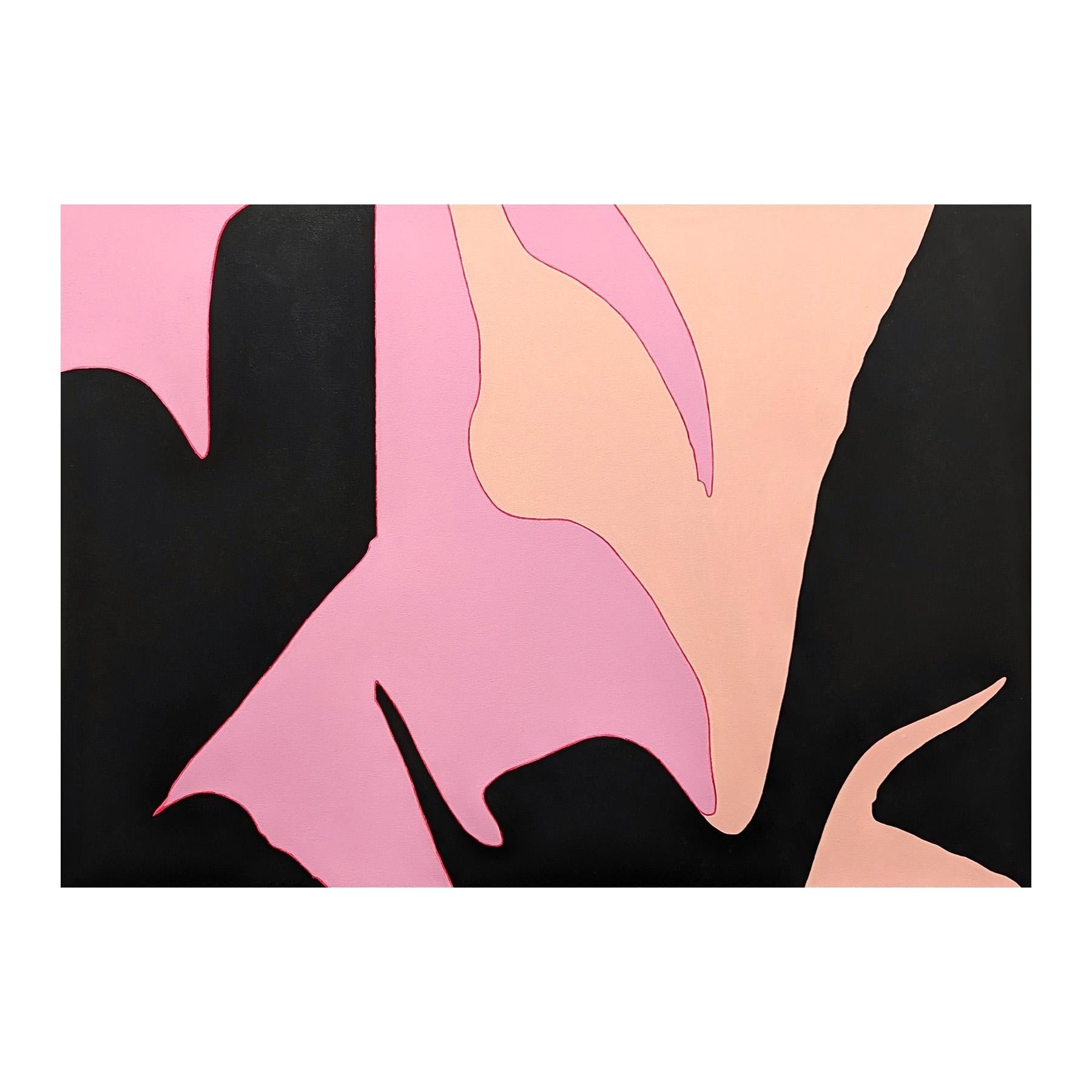 Contemporary abstract painting by local Houston artist Emmanuel Araujo. The work features swirling bursts of color in pink and black. Signed, titled, and dated on the reverse. Currently unframed, but options are available. 

Artist Biography: