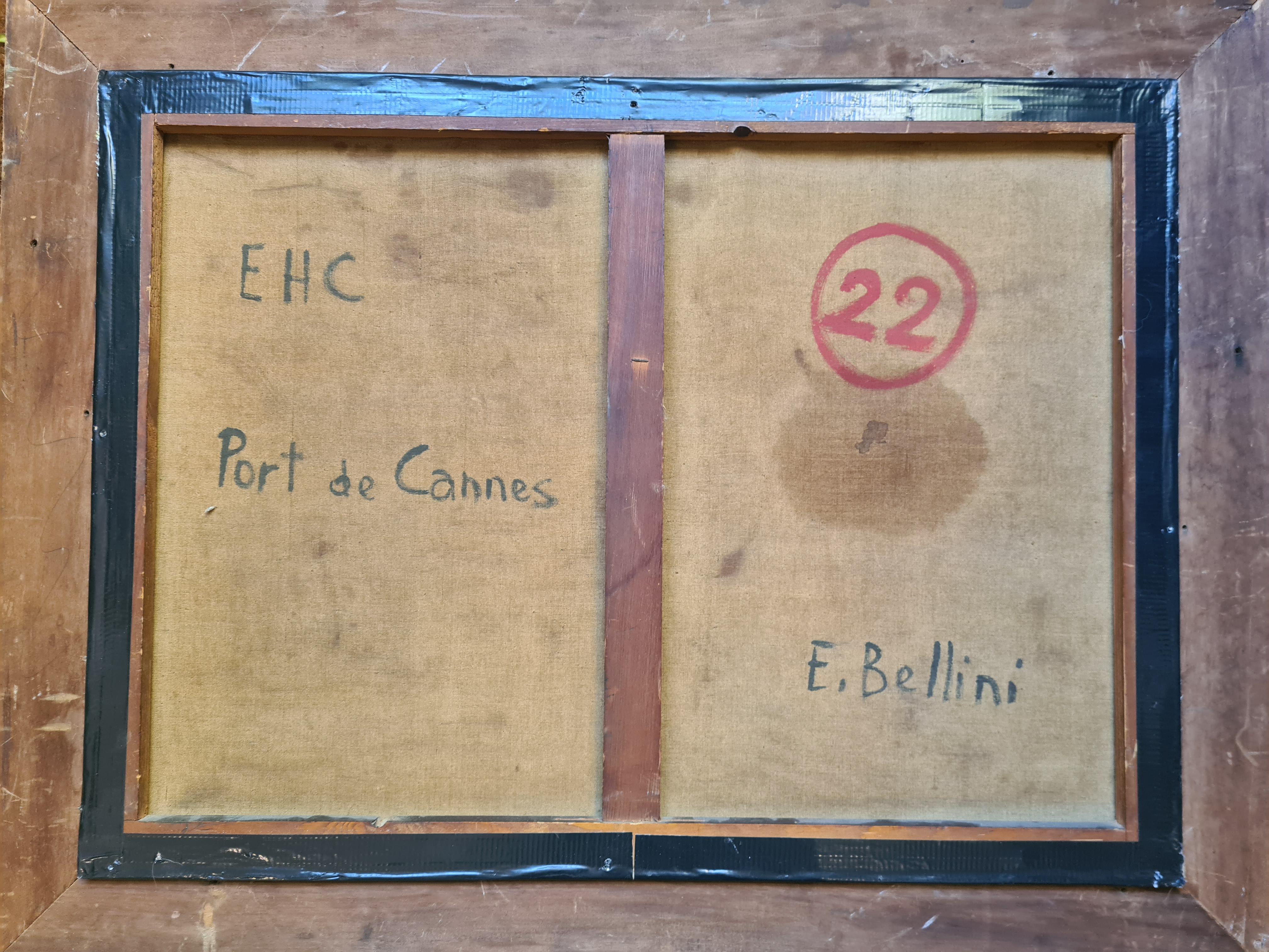 Gran óleo postimpresionista francés sobre lienzo, El puerto de Cannes en Crépuscule en venta 8