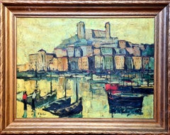 Große Französisch Post Impressionist Öl auf Leinwand, The Port of Cannes in Crépuscule
