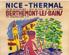 Original Vintage Poster Berthemont Les Bains Nice Thermal Health Spa Resort Alps