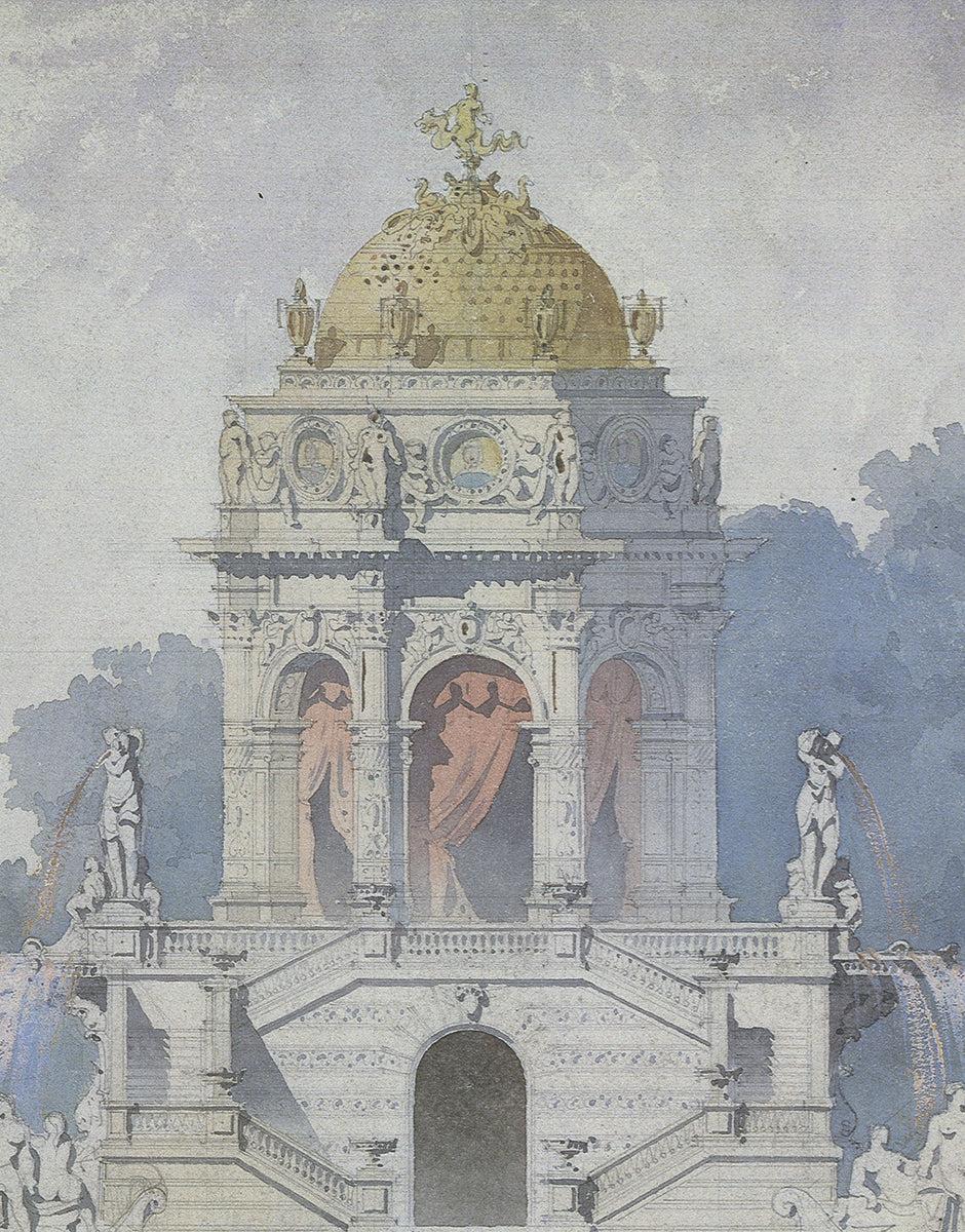 'Pavillion D'agrement sur un Etang' - Romantic Print by emmanuel Brune