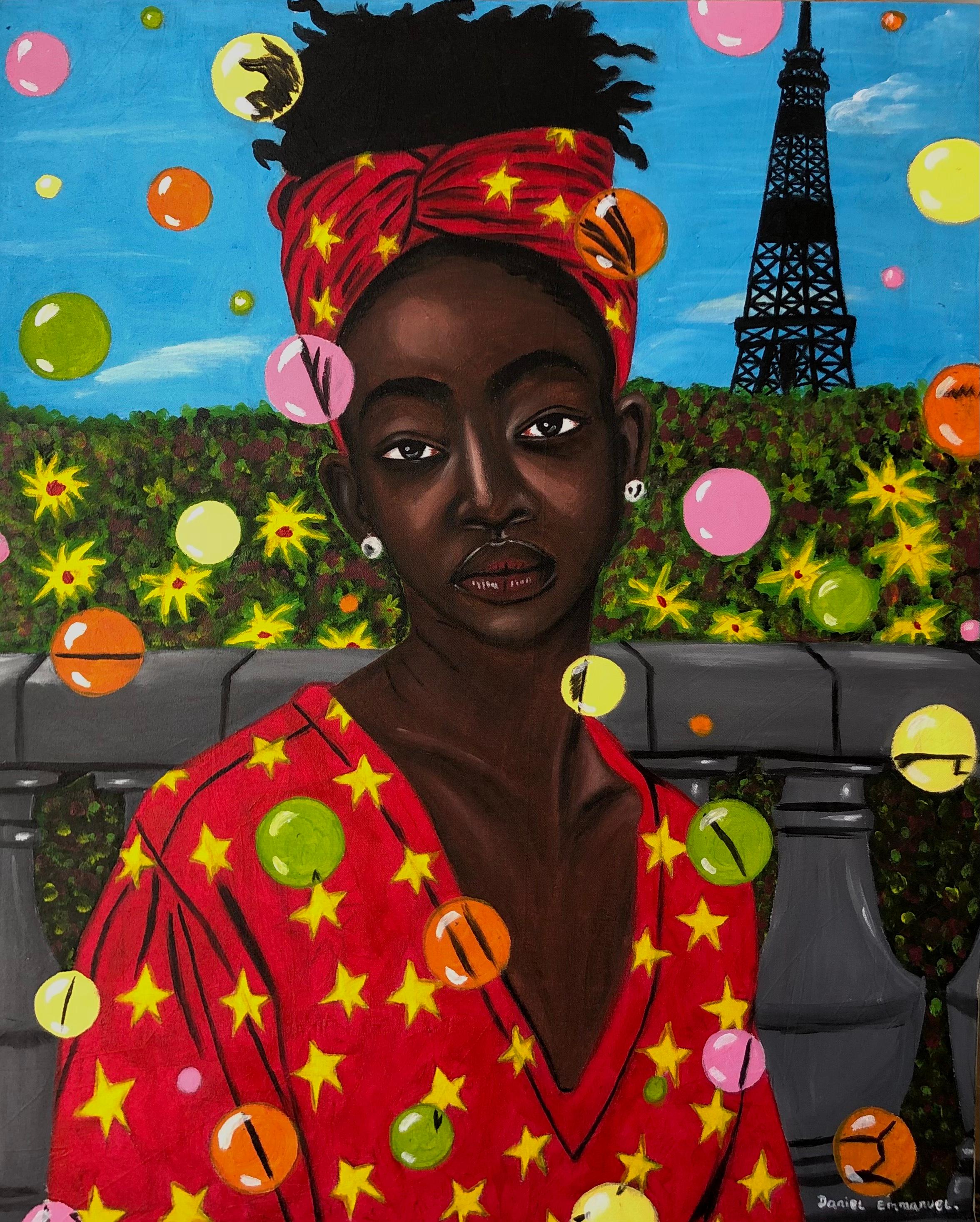 Emmanuel Daniel Portrait Painting - Black Girl in Paris