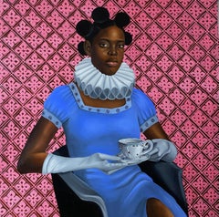 Cup of Tea - 21st Century, Contemporary, Figurative Portrait, Black Woman Hair
