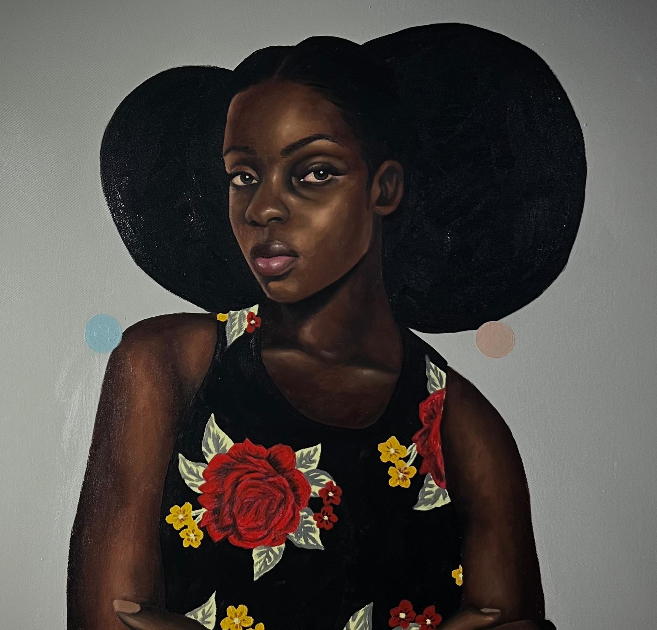 I+I - 21e siècle, AM Contemporary, Portrait figuratif, Afrique Femmes - Noir Portrait Painting par Emmanuel Daniel