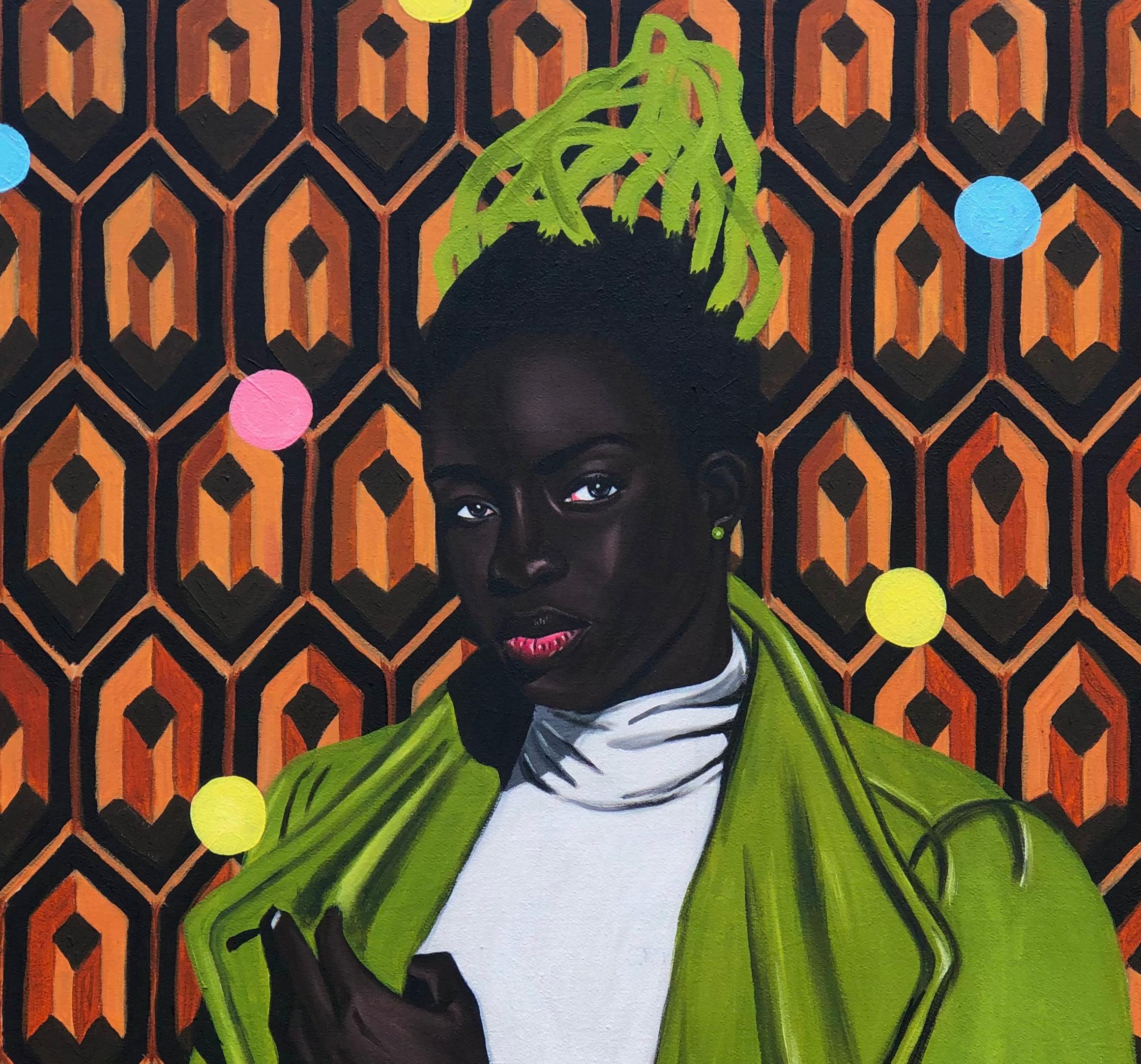 Lemon Overcoat - Contemporary Painting by Emmanuel Daniel