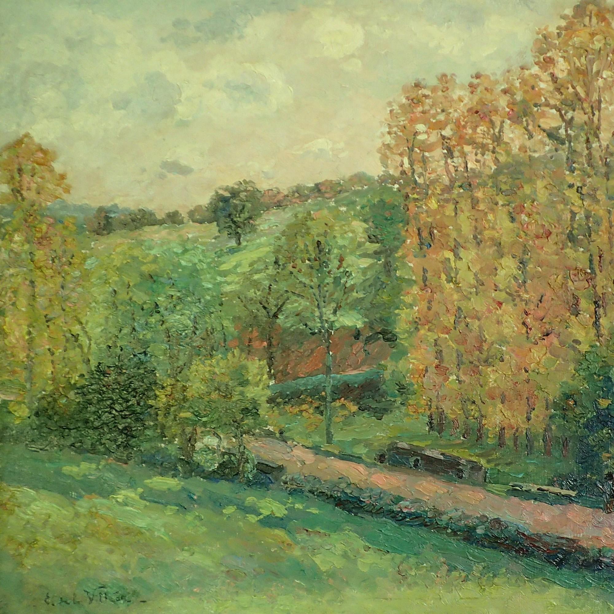 

A lovely Oil Painting on Panel of ‘The Poplars In Autumn’ By Emmanuel de la Villéon.

Emmanuel de la Villéon was born on May 29, 1858, in Fougères, Brittany, where today a museum celebrates his life and paintings.
Coming from an old Breton