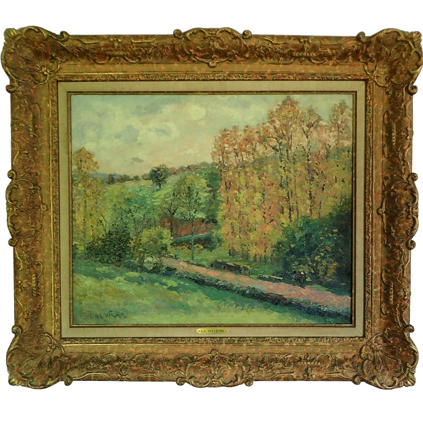 Emmanuel de La Villéon Landscape Painting - French Oil painting - The Poplars In Autumn