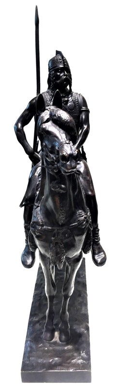 Emmanuel Frémiet, Antique French Bronze of Gallic Chief on Horseback, circa 1880