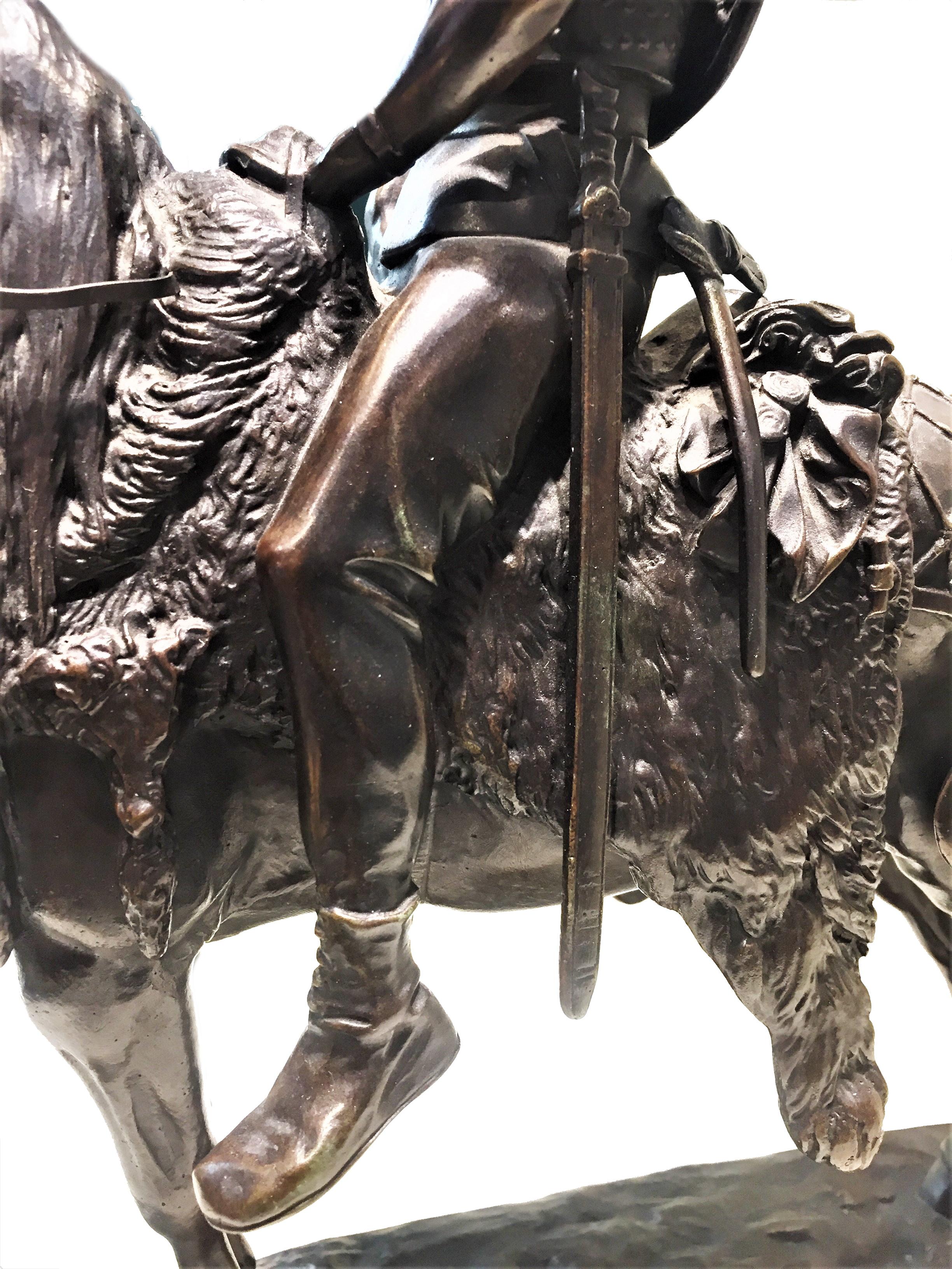 Patinated Emmanuel Frémiet, Antique French Bronze of Gallic Chief on Horseback, circa 1880