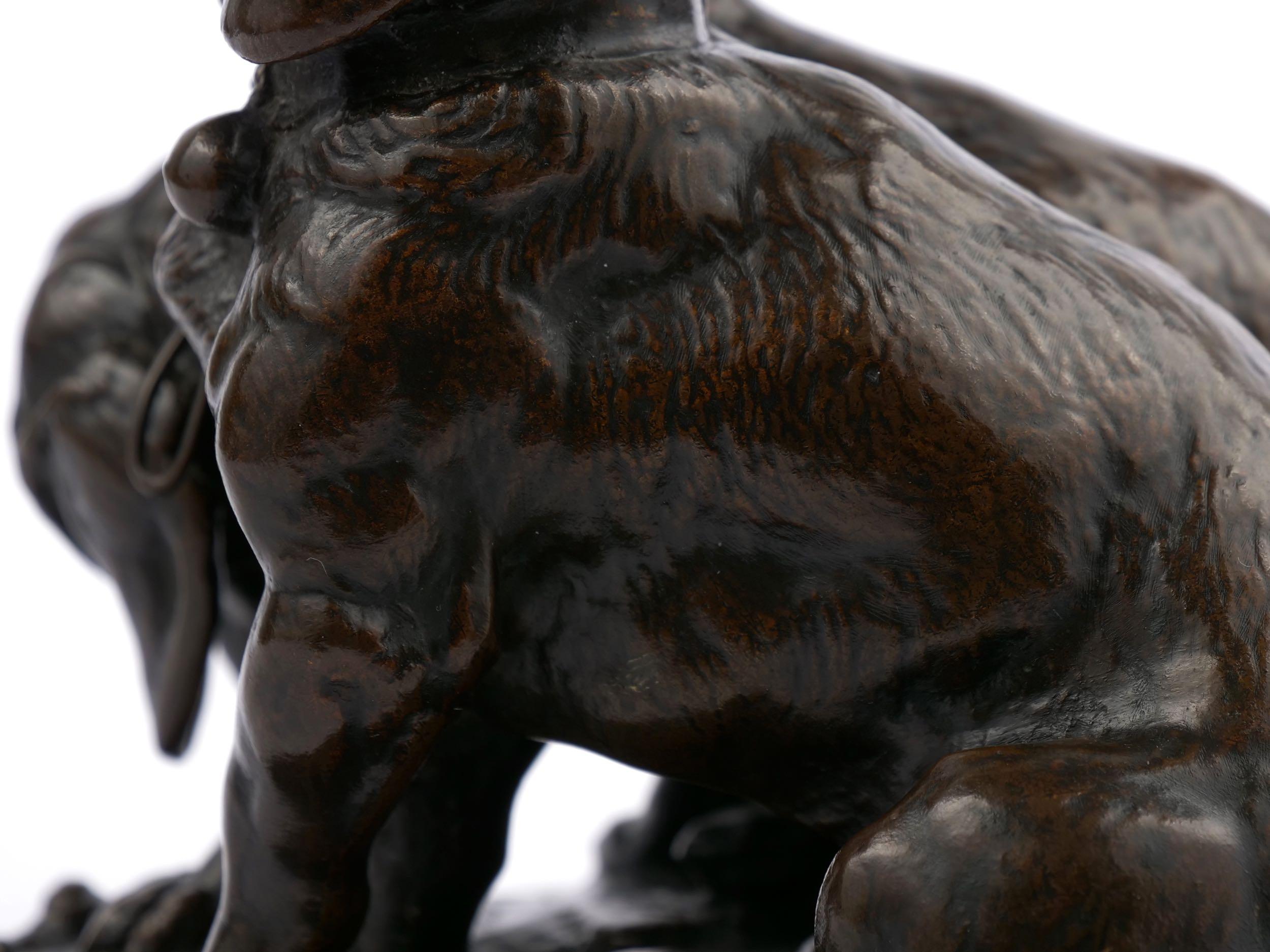 Emmanuel Fremiet French Antique Bronze Sculpture of Two Basset Hound Dogs 7