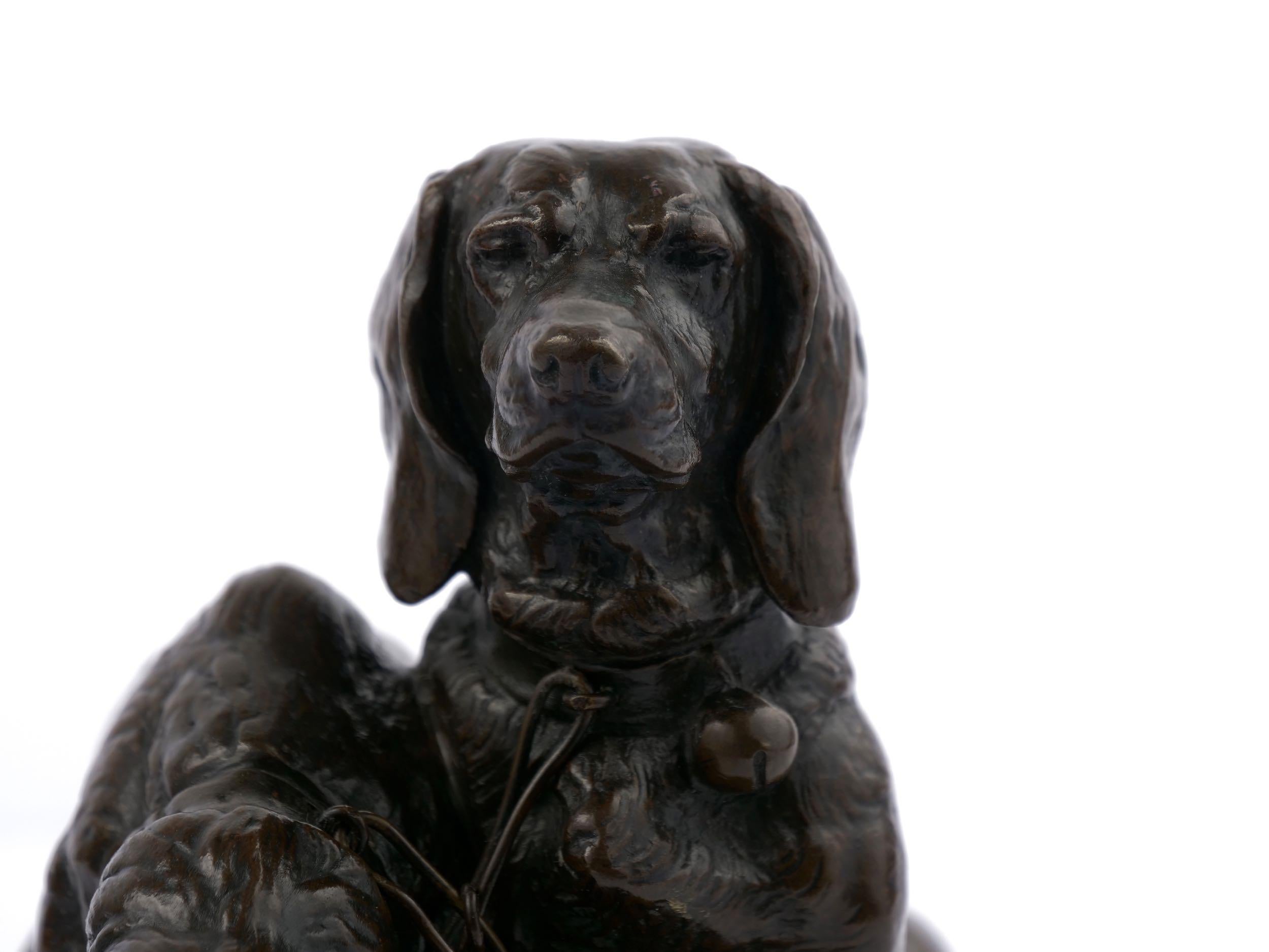 Emmanuel Fremiet French Antique Bronze Sculpture of Two Basset Hound Dogs 8