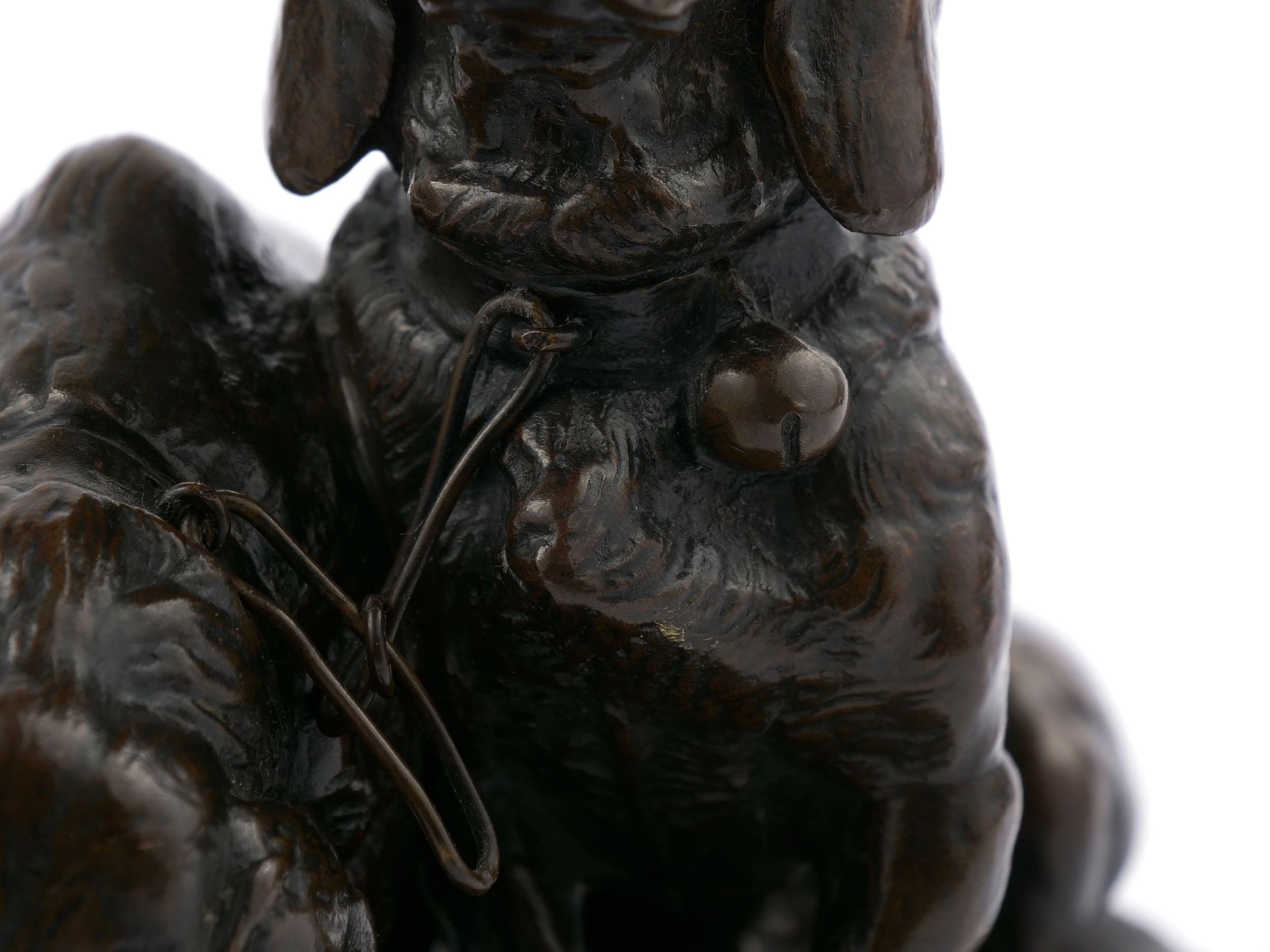 Emmanuel Fremiet French Antique Bronze Sculpture of Two Basset Hound Dogs 9