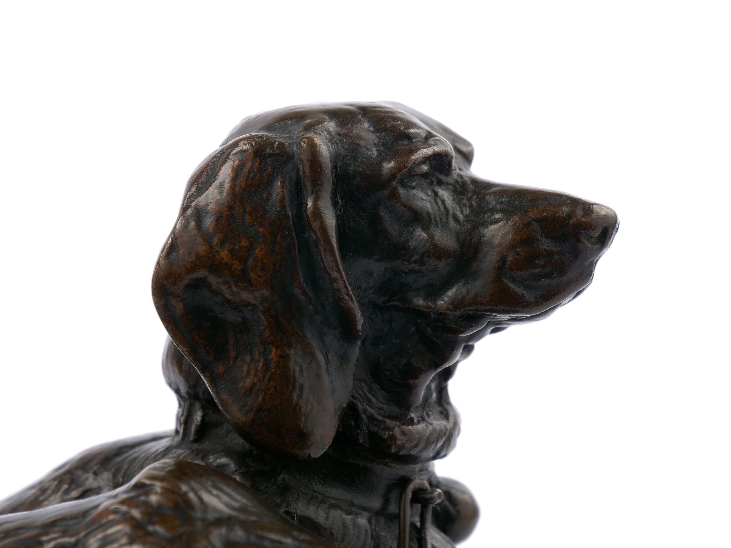 Emmanuel Fremiet French Antique Bronze Sculpture of Two Basset Hound Dogs 2