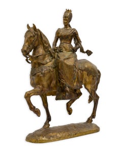 Emmanuel Frémiet Isabeau de Baviera 1892 Escultura antigua de bronce dorado firmada