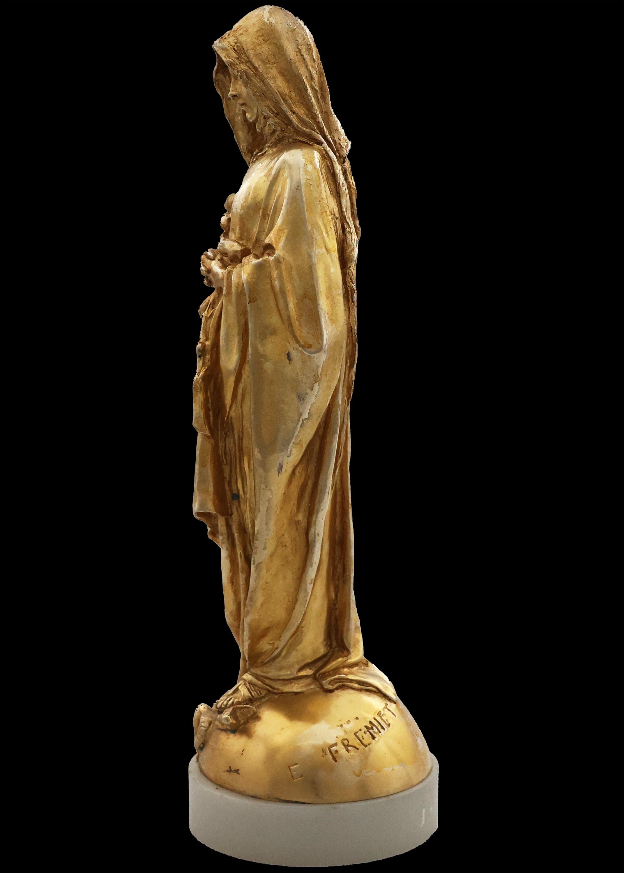 Emmanuel Fremiet; París, 1824 - París, 1910; Virgen del Lirio; bronce dorado Francés