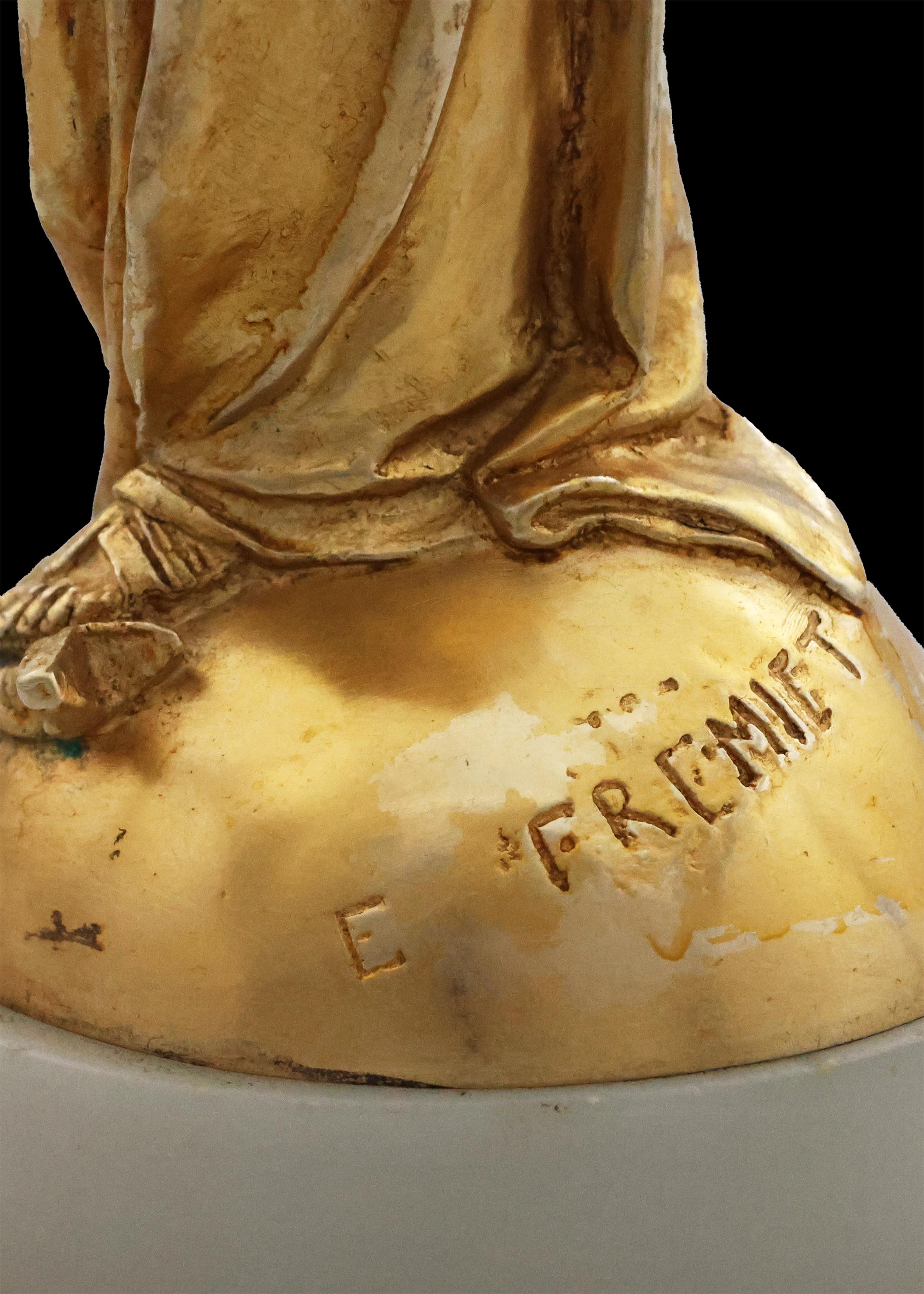 Emmanuel Fremiet; París, 1824 - París, 1910; Virgen del Lirio; bronce dorado en Bueno Estado en Brescia, IT