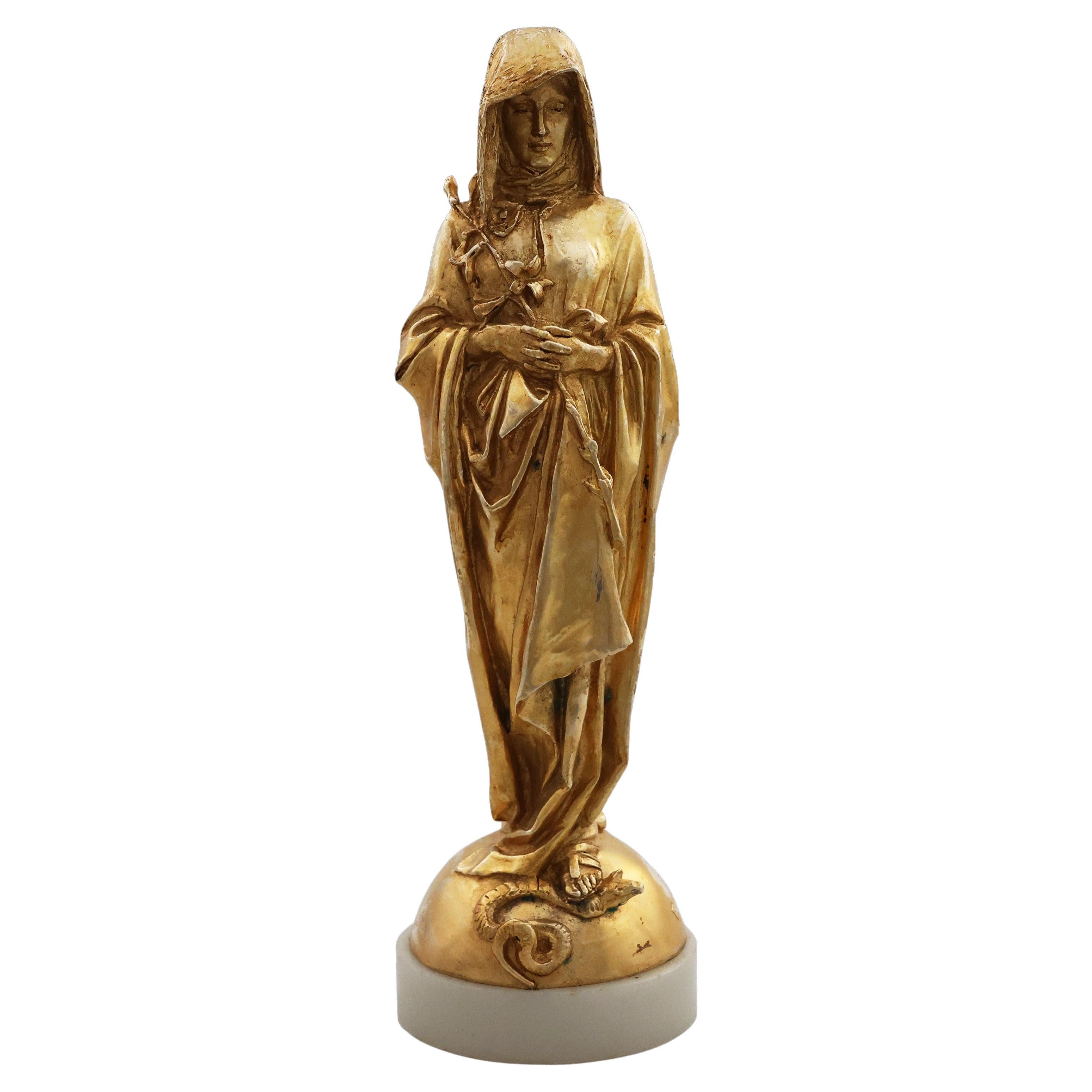 Emmanuel Fremiet; París, 1824 - París, 1910; Virgen del Lirio; bronce dorado