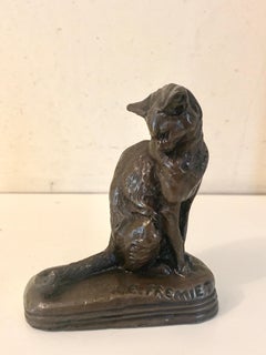 19th century French Bronze of a seated Cat, cast in Paris France