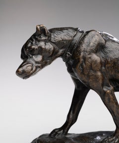 Ritratto in bronzo - "Cane che si stira" (Dogue s'étirant) Emmanuel Fremiet (1824-1910)